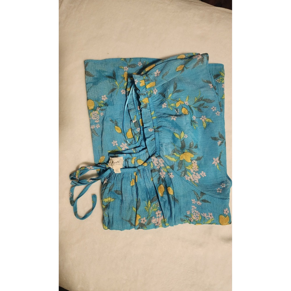 Perch by Blu Pepper Blue Lemon Floral Babydoll Blouse Off Shoulder Top 3XL - Picture 7 of 7
